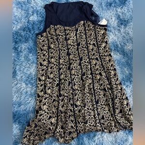 Embellished Black and White Sleeveless Dress